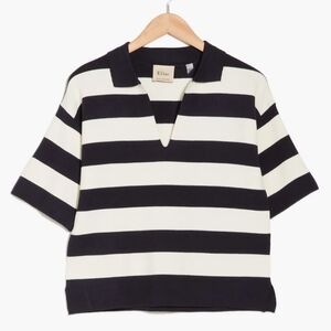Elle Black and White Striped Top
